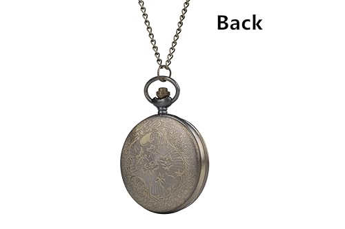 I-MART Retro Antique Bronze Pocket Watch with 31" Lobster Clasp Neckla