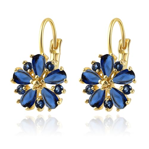 Vintage 14K Gold Plated Flower Birthstone Earrings Main image