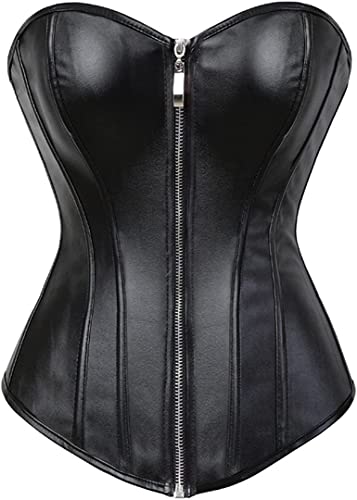 Faux Leather Zipper Steampunk Corset Bustier