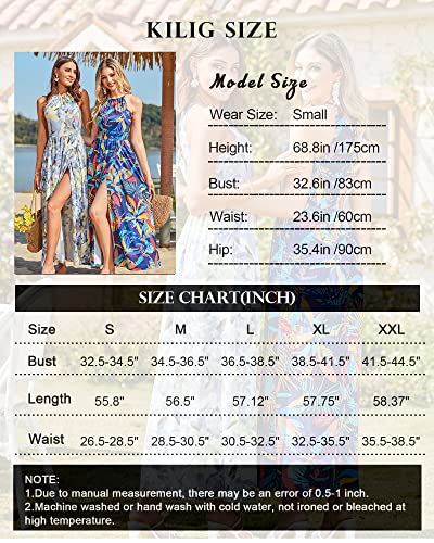 KILIG Women's Summer Floral Beach Flowy Split Maxi Long Dresses
