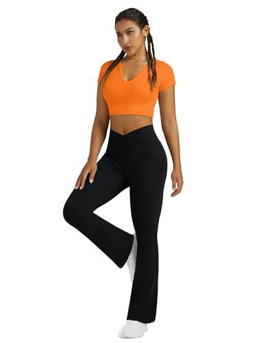 Flare Leggings For Women Yoga Pants With Pockets High Waisted