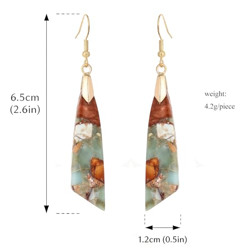 Natural Stone Long Drop Boho Earrings