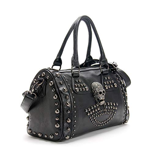 Women Skull Handbag — Large Capacity Gothic Studded Shoulder Bag