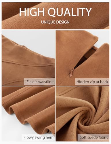 2026 Women's Suede Skirts, High Waist A-Line Skirt, Fall Winter Midi Skirt