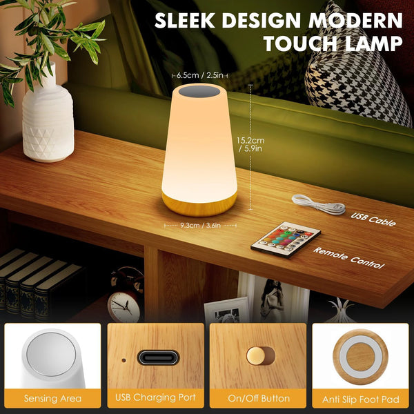 13 Color Changing Night Light RGB Remote Control Touch Dimmable Lamp Portable Table Bedside Lamps...