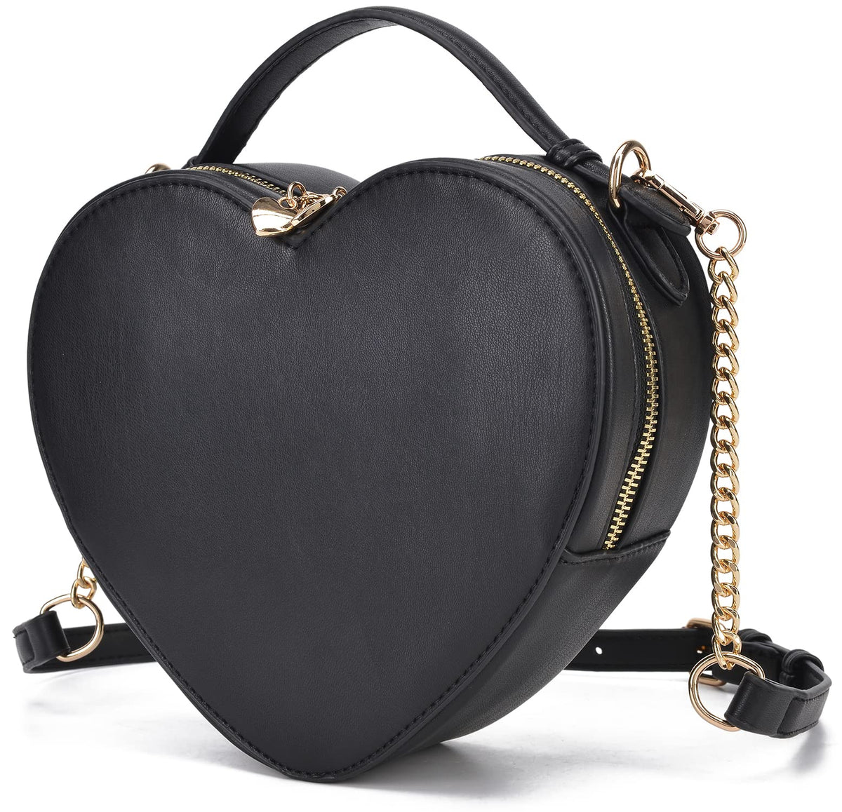 Heart-Shaped Zip-Around Crossbody Purse