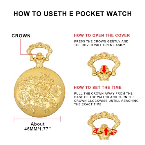 Solid Small-Flower Quartz Pocket Watch with an Elegant Vintage Style a