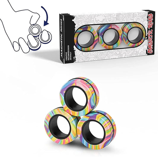 Magnetic Spinner Rings Fidget Toy Set – 3 Pack