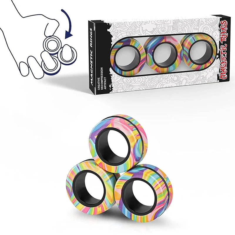 Magnetic Spinner Rings Fidget Toy Set – 3 Pack Main image