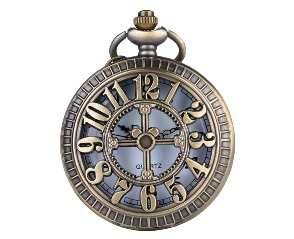 I-MART Retro Antique Bronze Pocket Watch with 31" Lobster Clasp Neckla