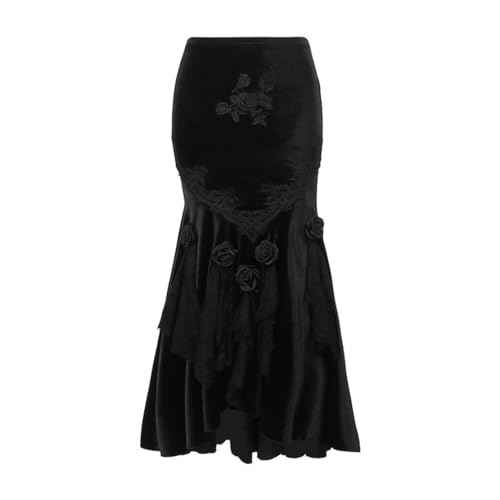Women Gothic Pleated Skirt Steampunk High Waist Long Maxi Skirts