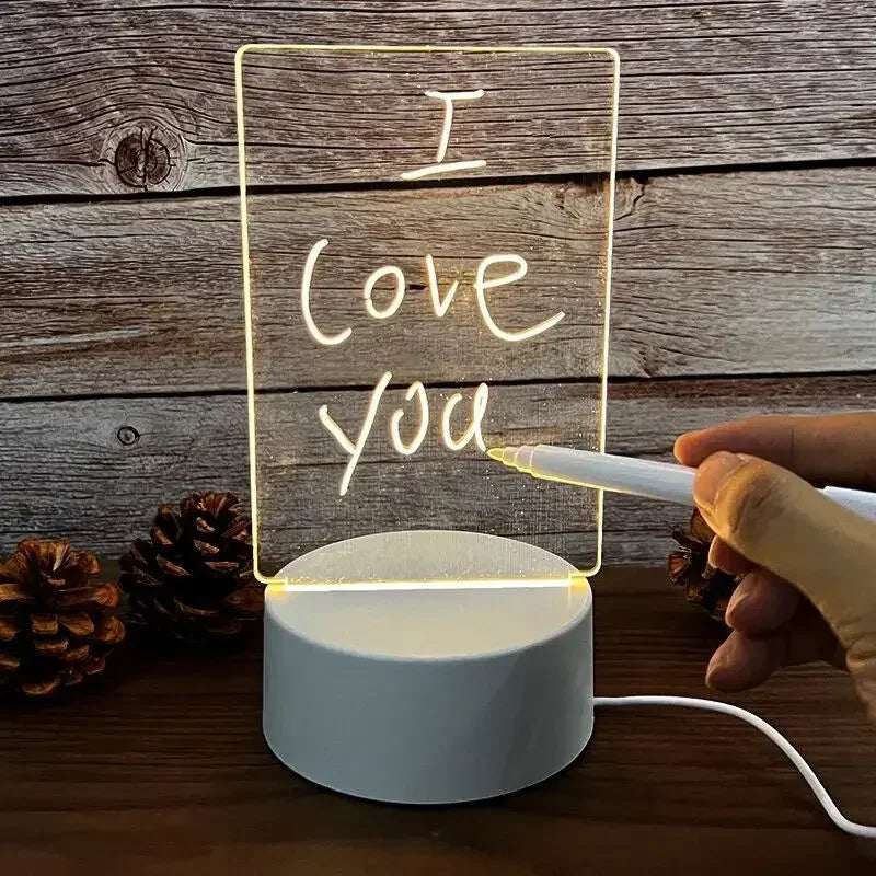 Diy Notepad LED Drawing Board Glowing Acrylic Message Board With Pen Erasable Children's Drawing ...