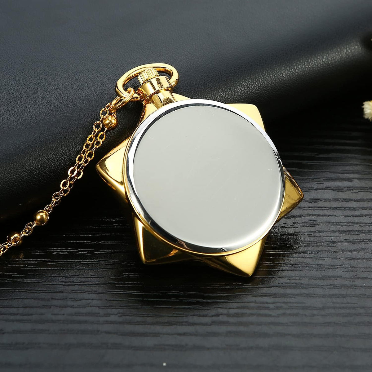 Moon Pocket Watch Gold Rhinestone Star Quartz Pocket Watches for Women