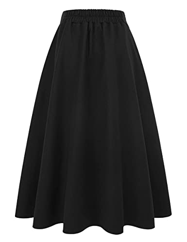 Womens Long Wool Plaid Skirt Aline High Waist Fall Winter Skirts Secondary image