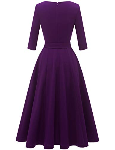 DRESSTELLS Cocktail Dresses for Women, Vintage Wedding Guest 3/4 Sleeves Formal Church Tea Dress