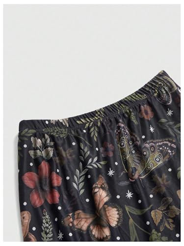 Milumia Women's Floral Mesh Midi Skirt Elastic A Line Whimsical Skirts