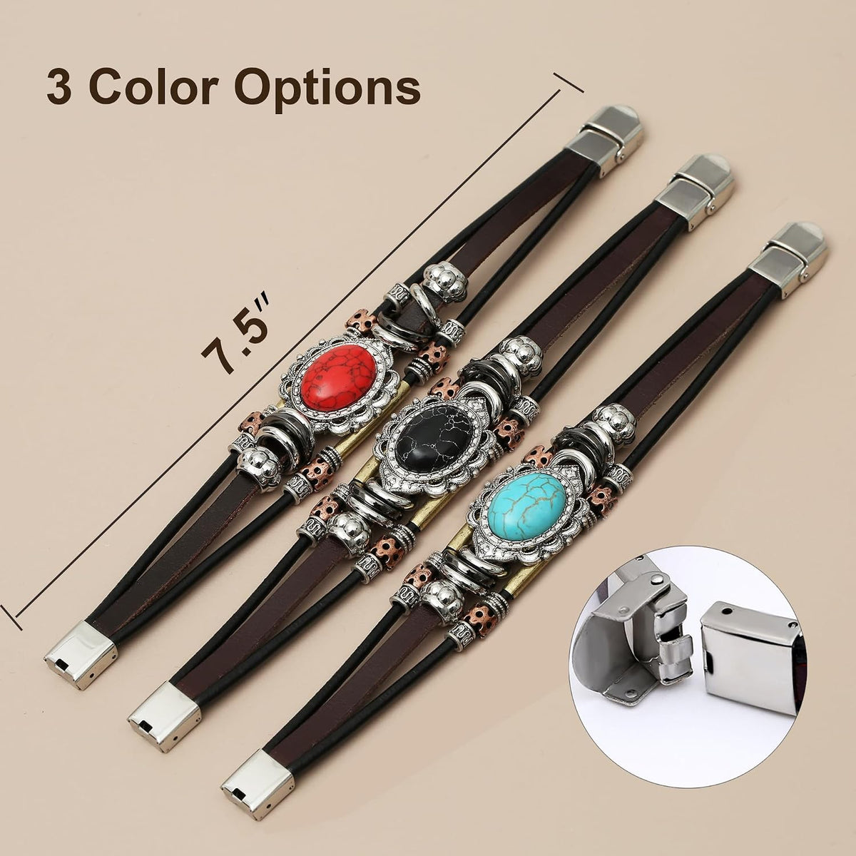 S SUSANN Leather Bracelets for Women Multilayer Bracelets for Women with Genuine Leather Layered Bracelets Boho/Bohemia Style Jewelry for Men and Woman