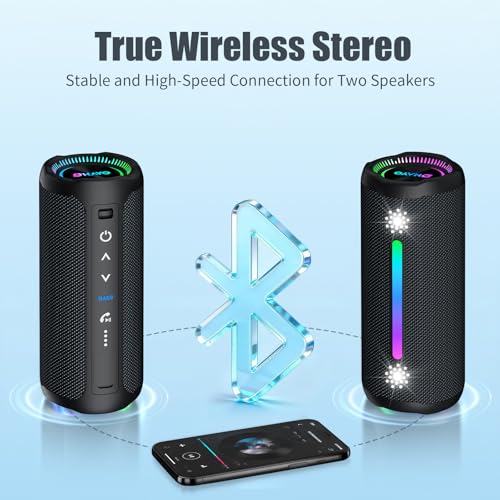25W Outdoor Bluetooth Speaker – IPX7, Colorful Lights, 24H