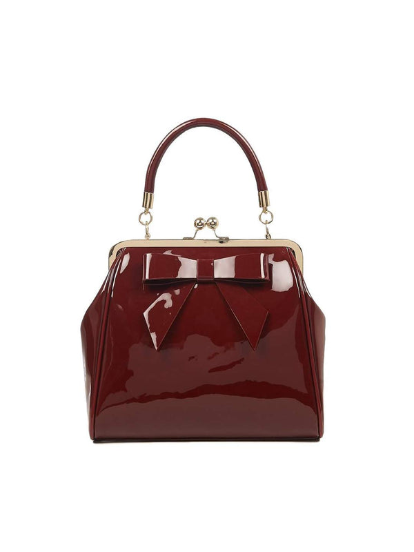 American Vintage Rockabilly Retro 50s Top-Handle Handbag — Burgundy