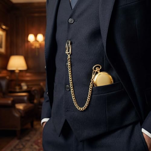 I-MART Smooth Vintage Pocket Watch with Chain (Gold)