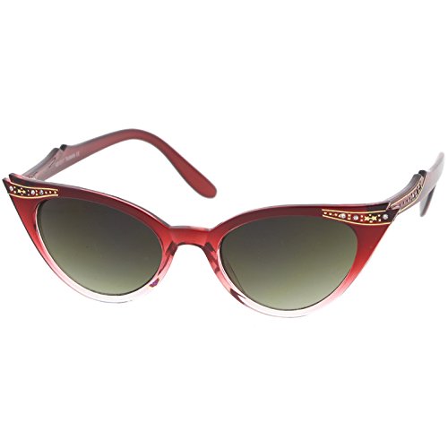 zeroUV 50s Vintage Cat Eye Sunglasses for Women UV400 Embellished with Rhinestones, Pinup Girl & Rockabilly Accessories 50mm