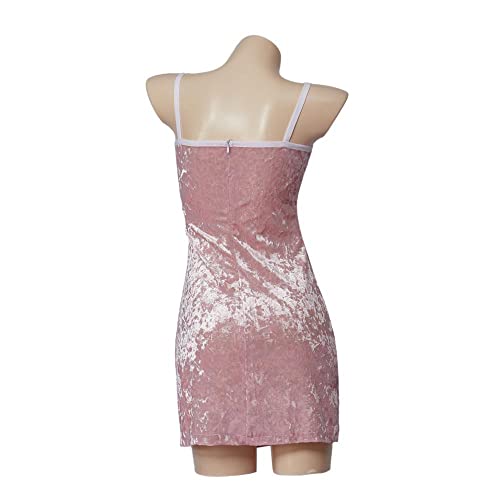 VEECOOCOS Movie President's Daughter Dress Women's Pink Crushed Velvet Dress