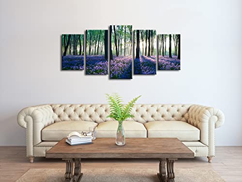 Early Morning Lavender 5-Panel Stretched Canvas Wall Art
