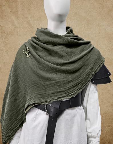 Berenlu Renaissance Hooded Cowl for Men, Medieval Costume Shawl