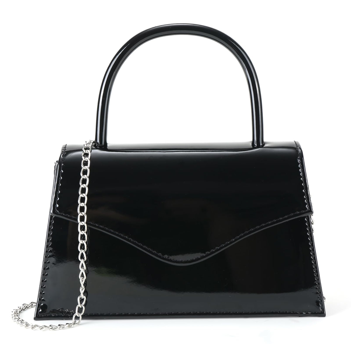 Patent Leather Top-Handle Evening Clutch