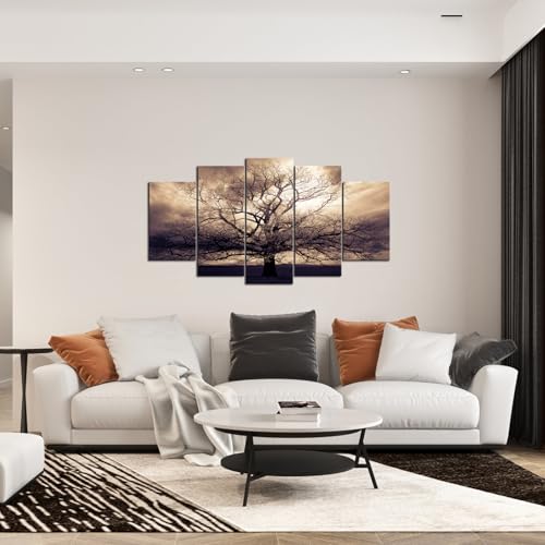 5-Piece Sepia Tree of Life Canvas Wall Art