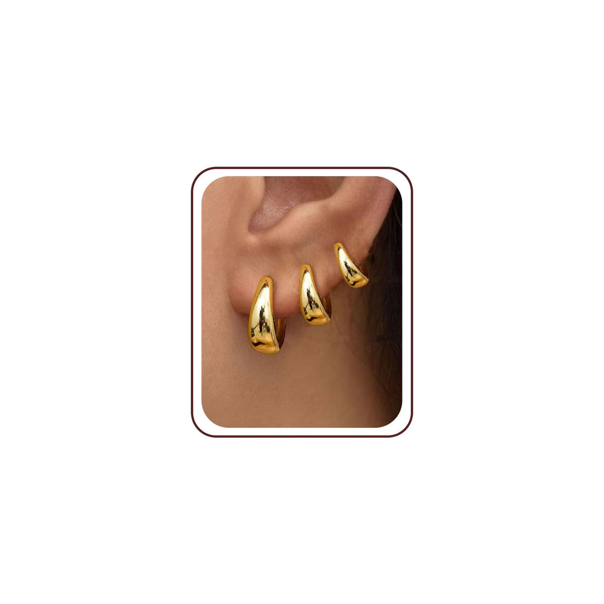 3 Pairs Gold Hoop Earrings Set for Women Trendy Chunky Small Huggie Jewelry