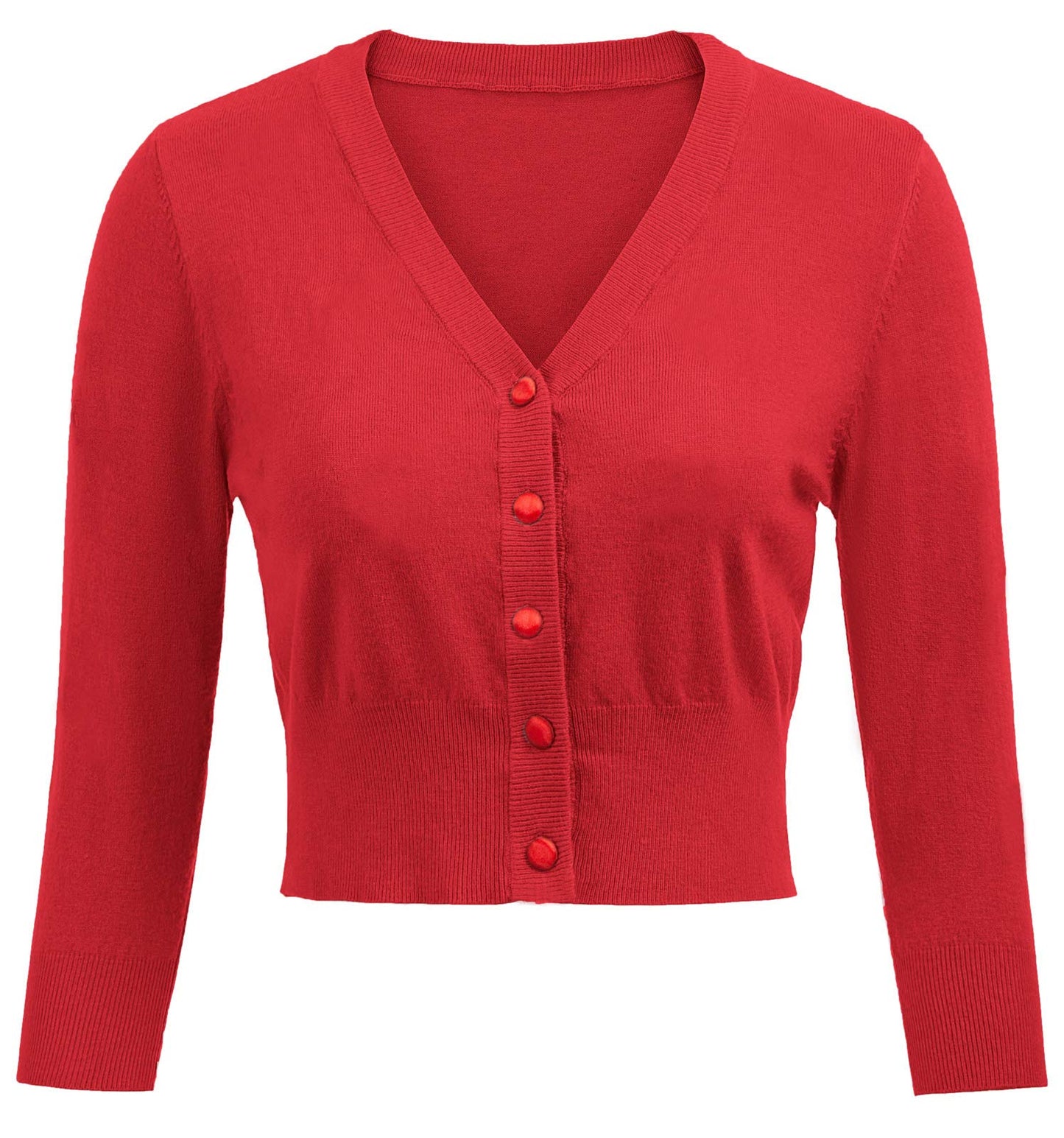 Women's 3/4 Sleeve Cropped Cardigan Shrug — Button-Down Sweater