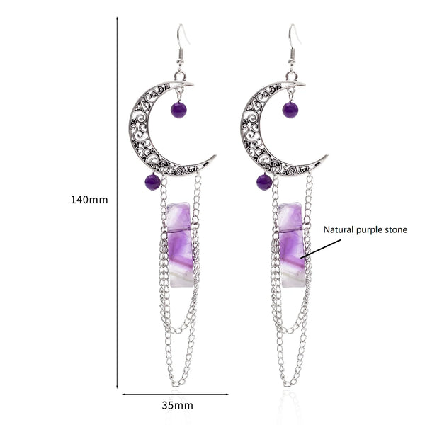 Crescent Moon Crystal Necklace - Healing Stone Pendant