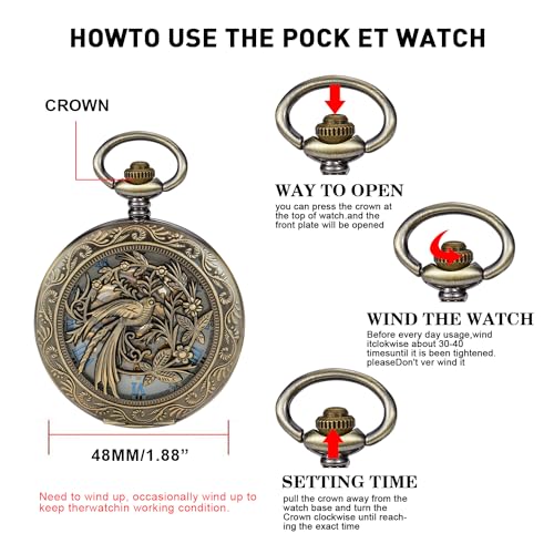 Bronze Eagle Mechanical Pocket Watch — Men's Roman Dial