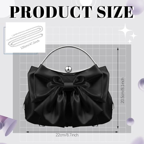 Coquette Bow Pleated Satin Clutch