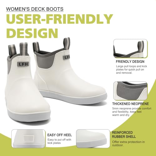 Women's Deck Boots, Waterproof Ankle Rain Boots With Anti-slip