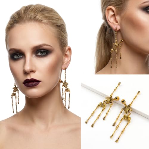 Halloween Skull Bat Dangle Drop Earrings for Women