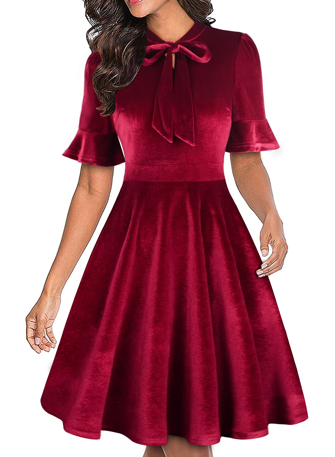 Women Summer Floral Ruffle Sleeve Wear to Work Church Wedding Guest Party Dresses