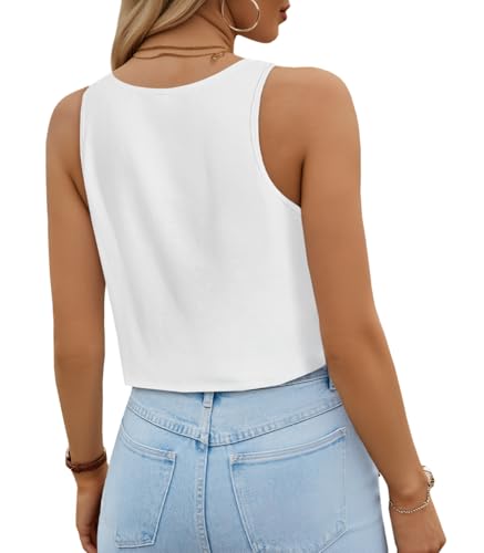 Remidoo Crop Tops for Women Casual Cropped Tank Top Summer Sleeveless Shirts