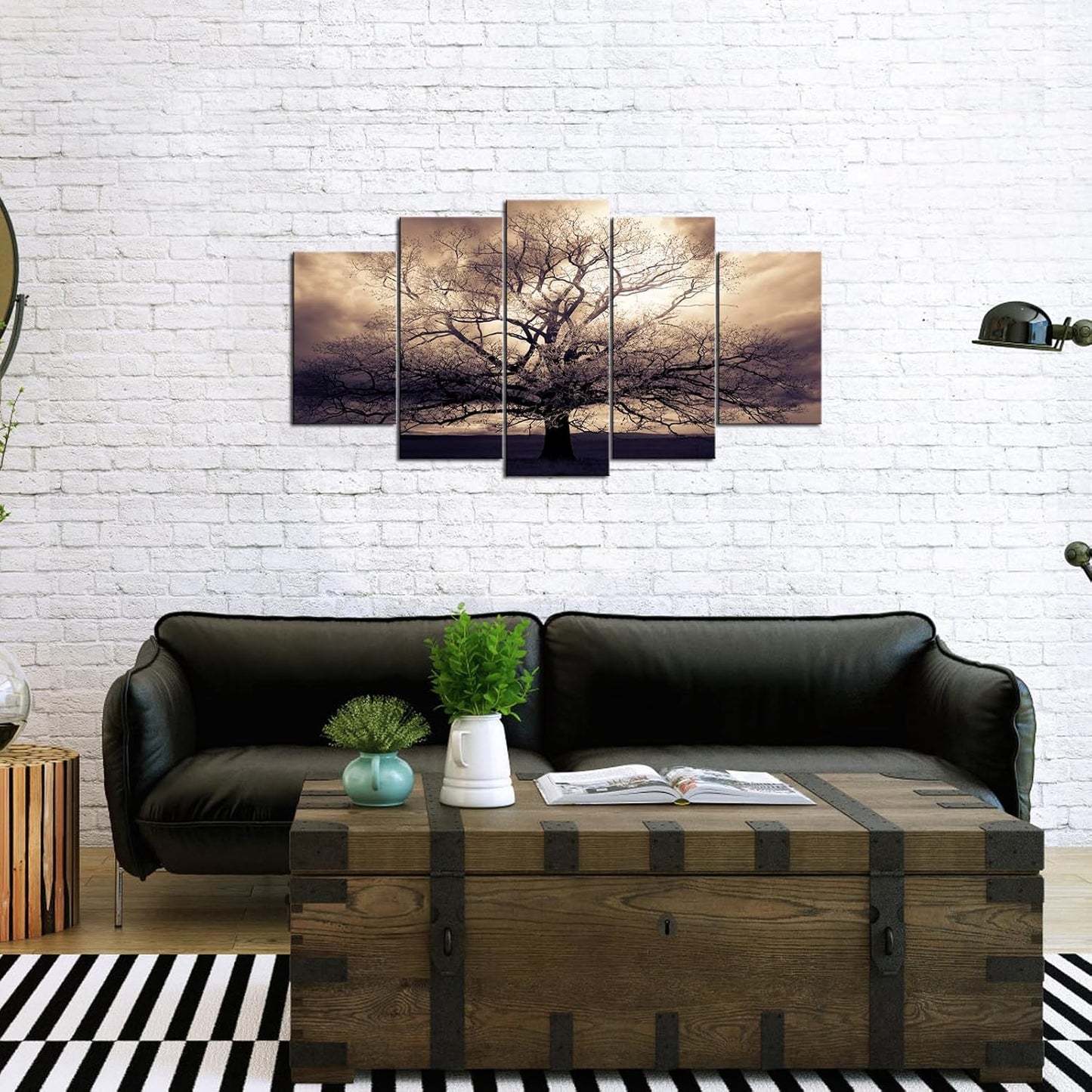 5-Piece Sepia Tree of Life Canvas Wall Art
