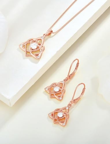 Starchenie Celtic Knot Earrings Sterling Silver Trinity Love Knot Leverback Earrings Birthstone Jewelry for Women