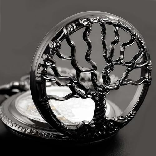 Pocket Watch — Hollow Tree Roman Numerals Antique Quartz Fob