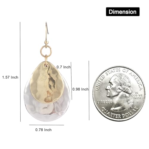 Mixed Metal Two-Tone Concave Disc Earrings