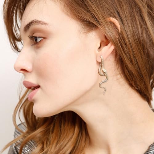 Vintage Goth Snake Earrings - Gold & Silver Snake Statement Jewelry for Women's Halloween Secondary image
