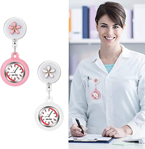 3X Retractable Nurse Watch for Nurses Doctors, Clip-on Hanging Lapel N