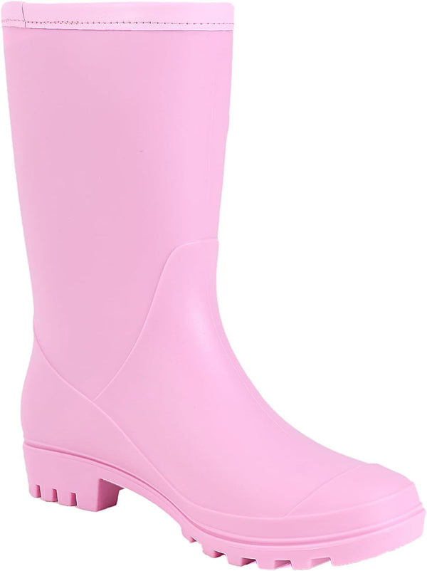Women's Mid Calf Rain Boots Waterproof Fashion Shoes