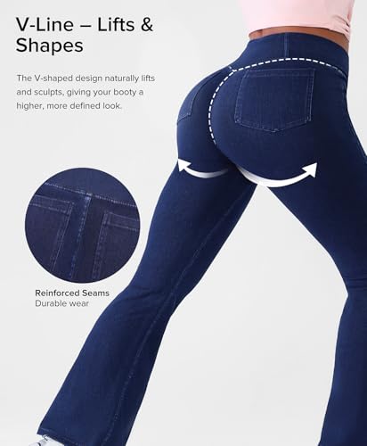 Stretchy Jeans For Women Flare Jeggings Leggings With Pockets