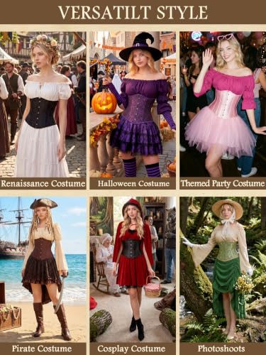 Kranchungel Underbust Corset Top for Women Renaissance Pirate Costume