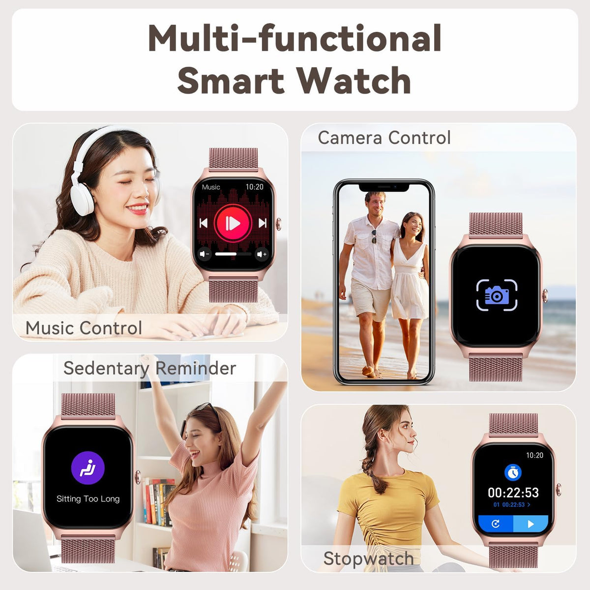 Smart Watch for Women Fitness Tracker: Rose Gold Bluetooth Make Answer