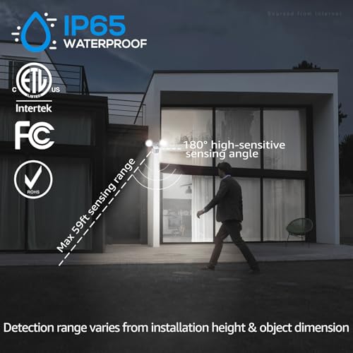 Leonlite cob LED Security LED Light for Outside, IP65 Waterproof, 5000k Daylight, White